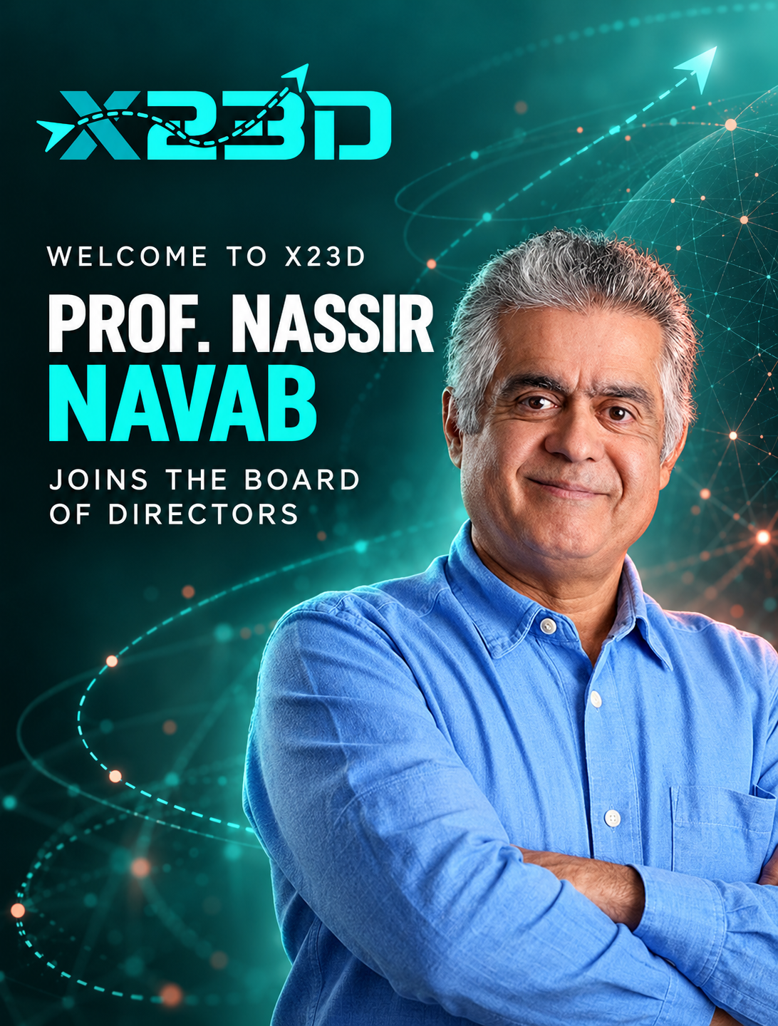 X23D welcome announcement for Prof. Nassir Navab joining the Board of Directors